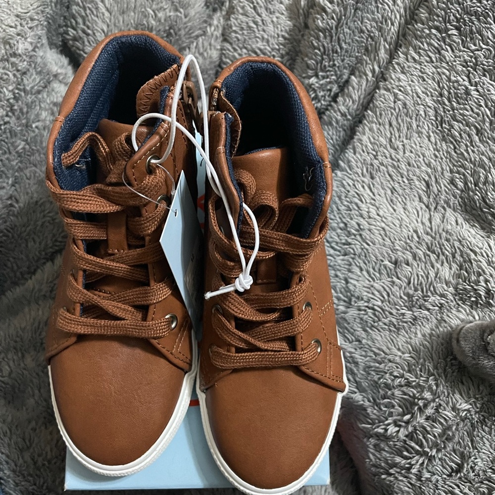 Cat and Jack 12c boys zip boot brown